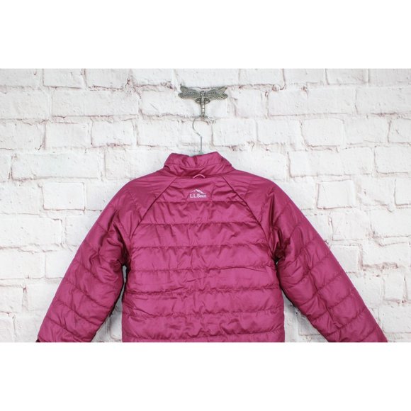 LL Bean Pink Quilted Waterproof Full Zipper All-Season Jacket Size M 5-6 - Picture 7 of 10